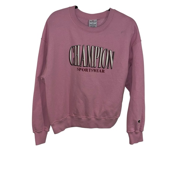 Champion Tops - Champion Pink Crewneck Sweatshirt Small Logo Pullover Vintage Y2K Streetwear S